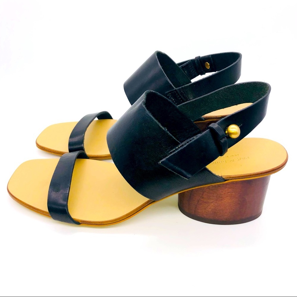 Rag & Bone Leather Square Toe Wood Heel City Sandals 7.5 NWT